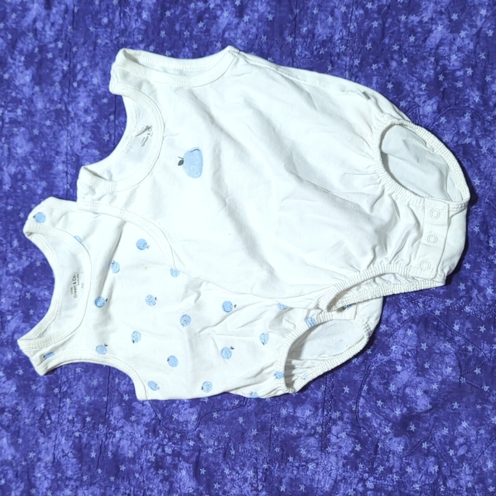 White bubble Onesie Blueberry print 3-6m
